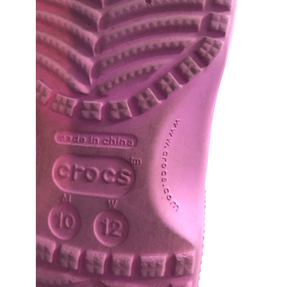 Crocs Classic Clogs Pink Blue Strap Mens 10 Womens 12 Comfort Slip On Shoes - Picture 7 of 9